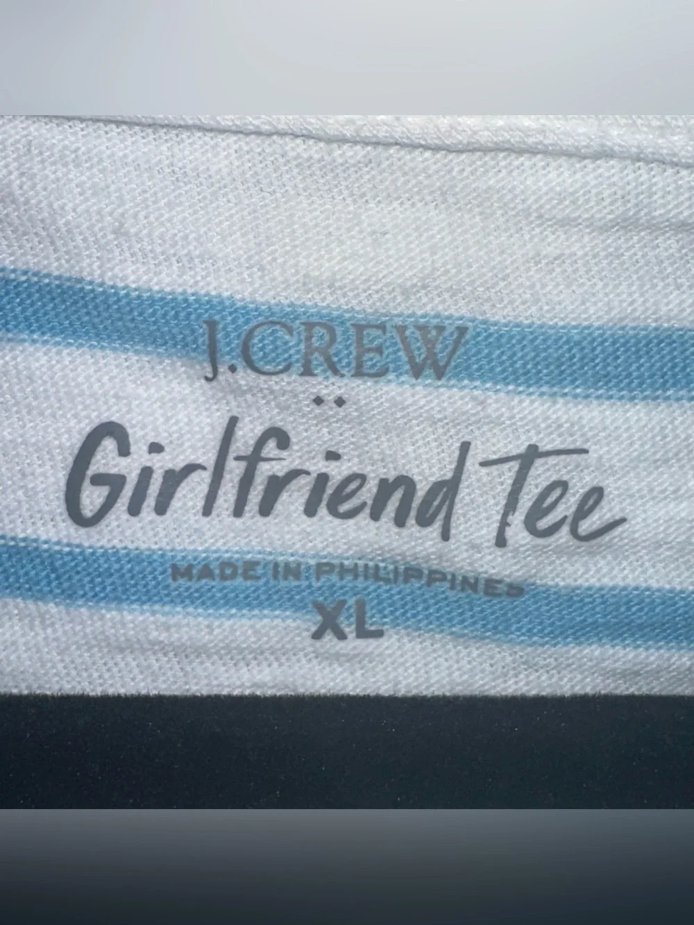 J. Crew Girlfriend Tee - White with Light Blue Stripes